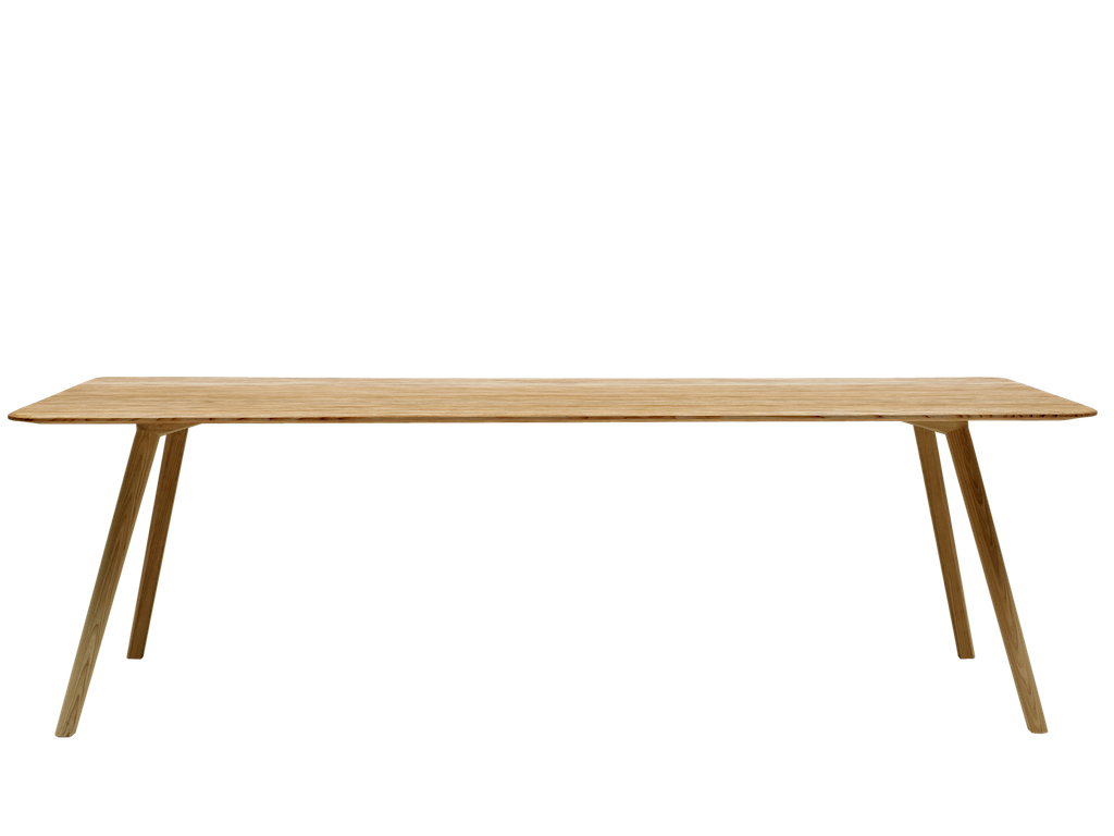 MEYER Tisch XLarge aus Eiche, gewachst. Moderner Esstisch mit schlichtem Design und Holzbeinen.