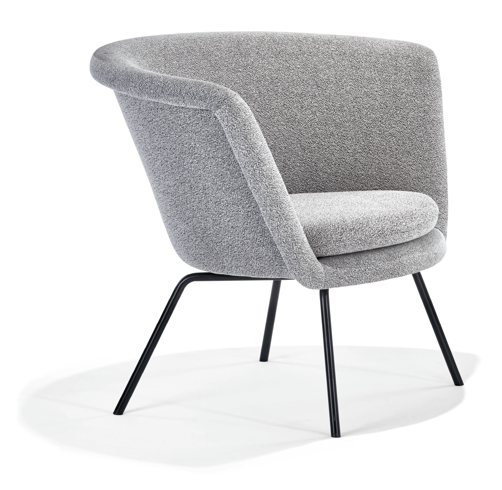 Grauer H57 Sessel von Richard Lampert mit schwarzem Metallgestell, moderner Polstersessel für Wohnzimmer.