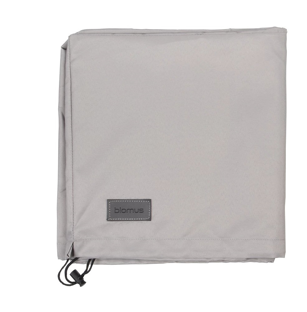 Graue Grow Cover Abdeckhaube von Blomus, Schutzhülle für Gartenmöbel und Pflanzen, mit Kordelzug.