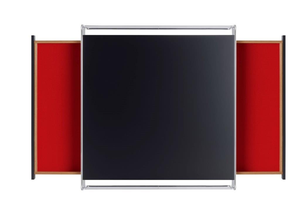 K1AS Oblique Couchtisch von Tecta: Moderner Tisch mit schwarzer Platte und roten Seitenelementen.