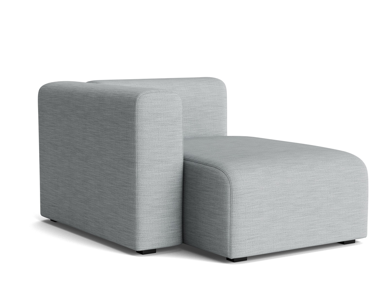 Graues Mags Sofa mit schmaler Chaiselongue links von Hay, modernes modulares Design.