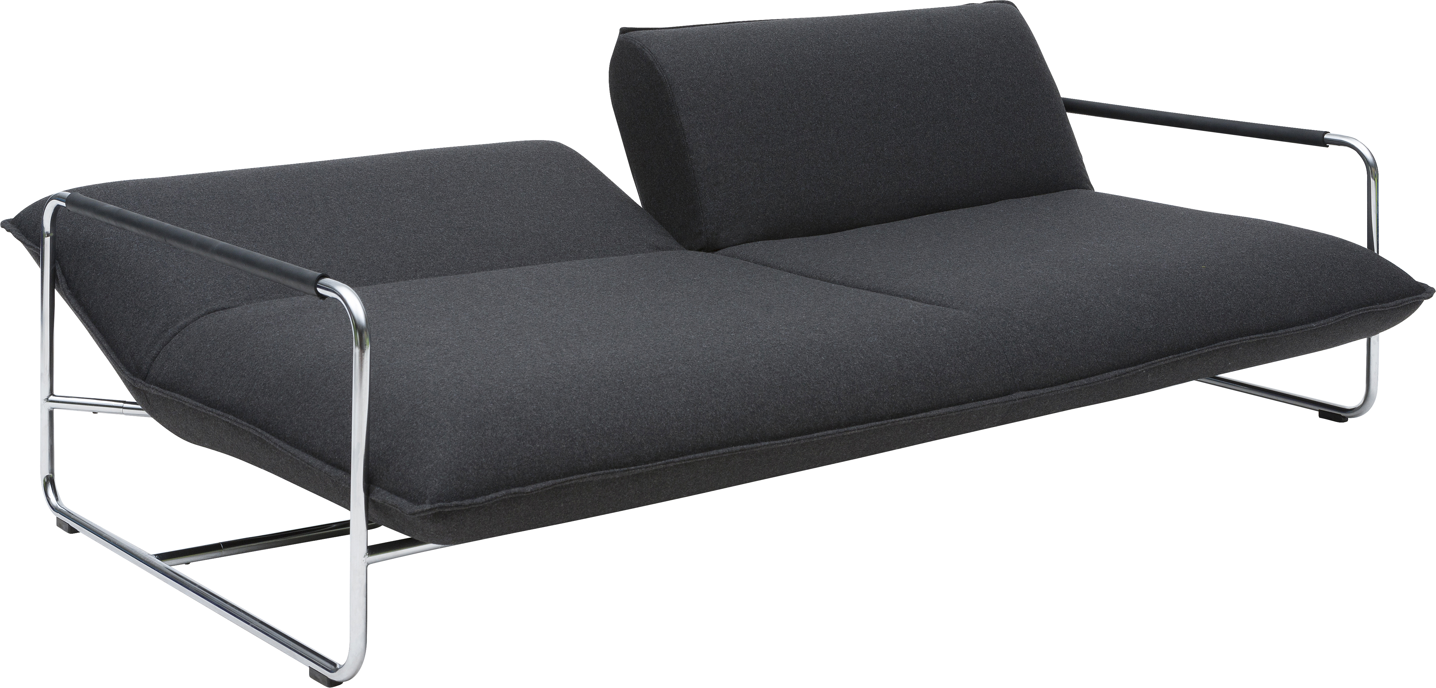 Nova Schlafsofa Softline in Anthrazit mit Chromgestell, modernes Design für Wohnzimmer und Gästezimmer.