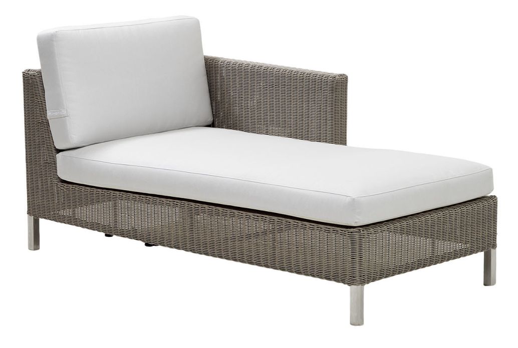 Connect Chaiselongue Modulsofa Links mit Kissen in Weiß Cane-Line