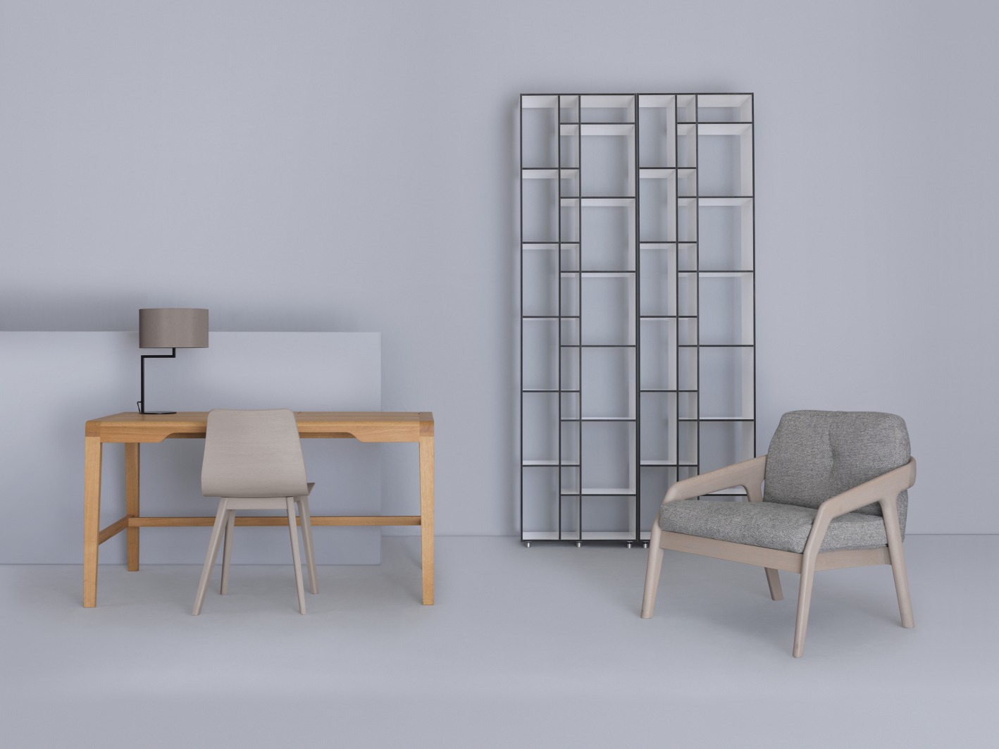 Friday Sessel: Grauer Stoffbezug, helle Holzbeine. Moderner Sessel für Wohnzimmer und Büro.