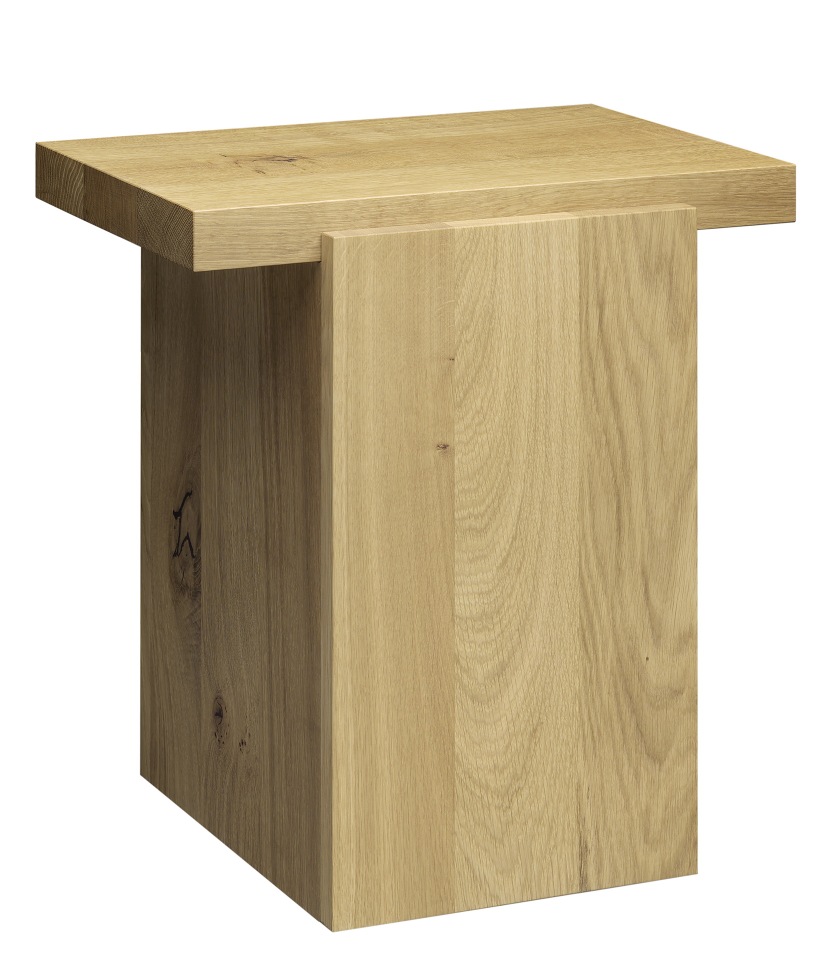 DT02 Tore Small Beistelltisch e15 aus geöltem Eichenholz, moderner Holzhocker als Nachttisch.