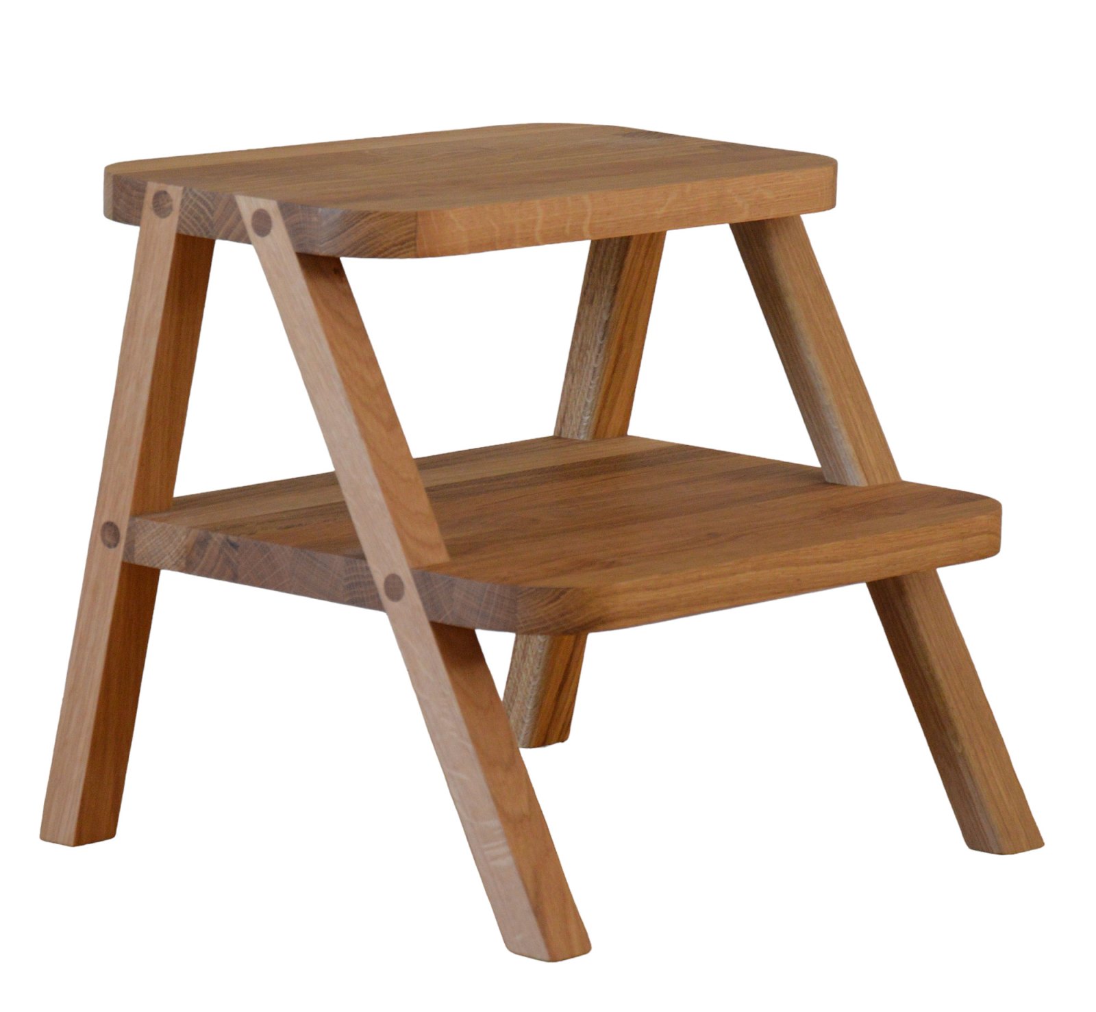 Oli Tritthocker von Jan Kurtz aus geöltem Holz, zweistufige Leiter für den Haushalt.