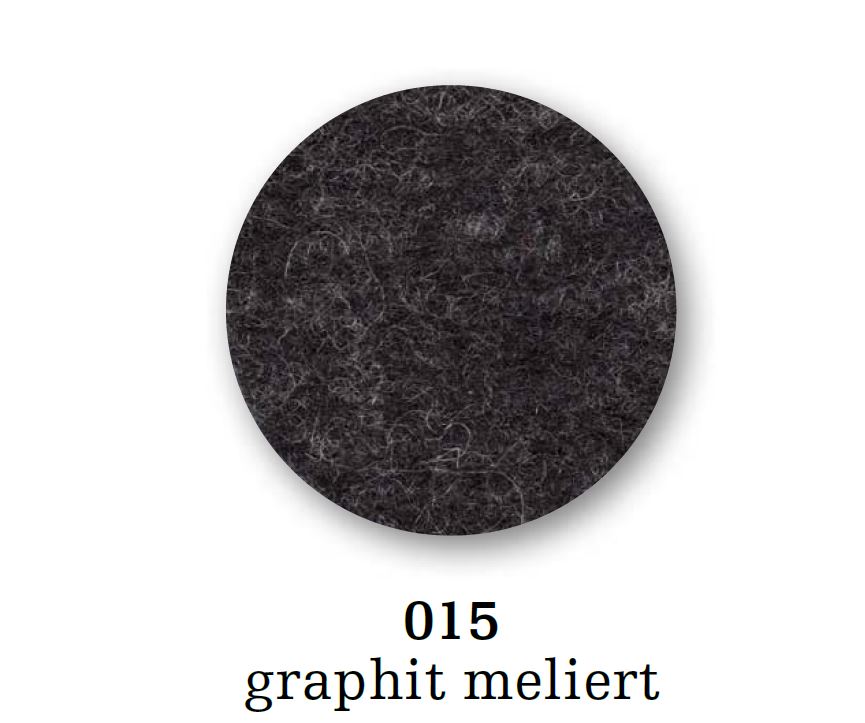 Runde, graphit melierte Sitzauflage aus Wollfilz. Filzauflage für Stühle und Möbel.