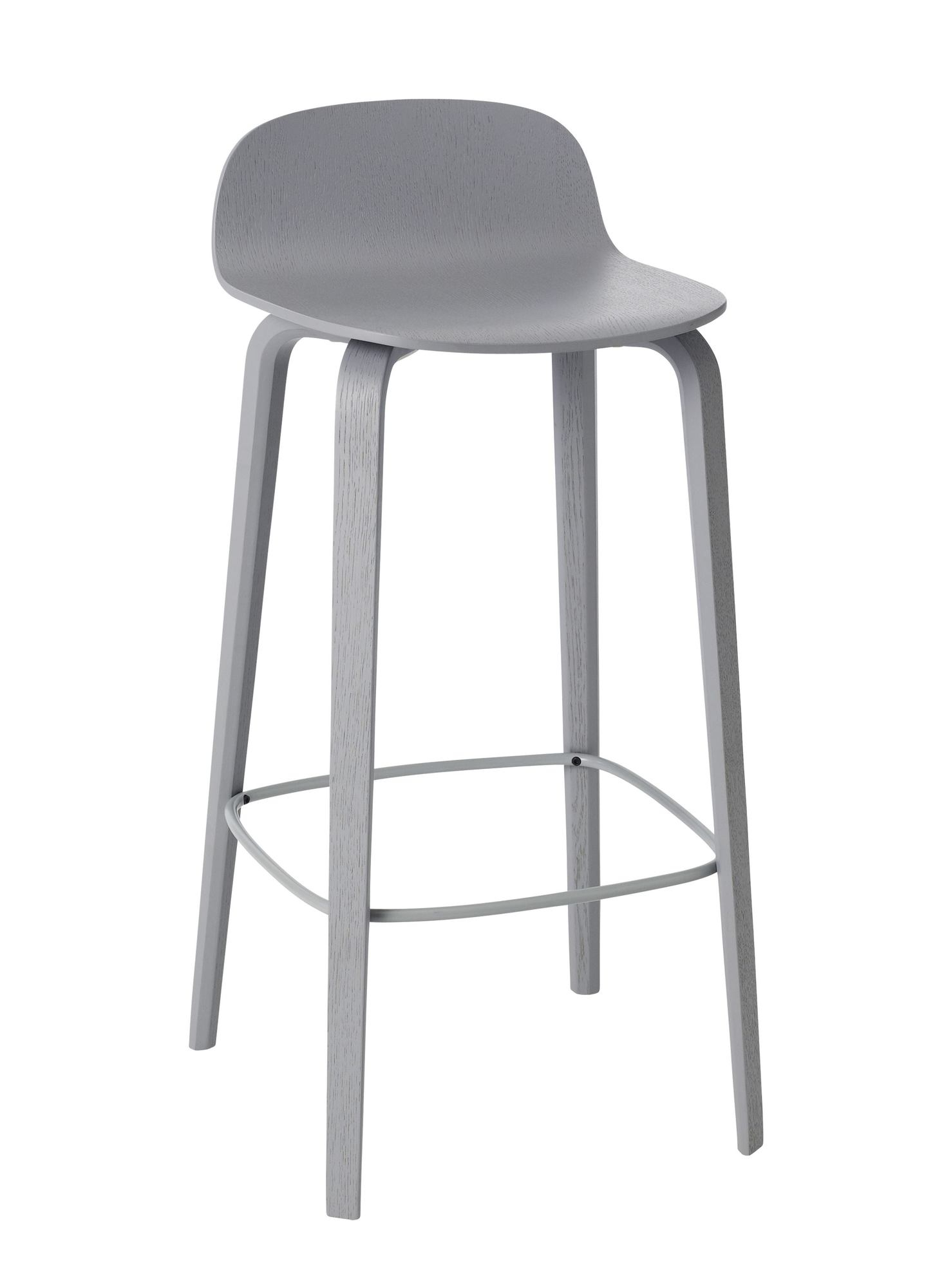 Visu Barhocker H 75 cm von Muuto, skandinavisches Design, Holz, grau lackiert, für Küche und Bar.