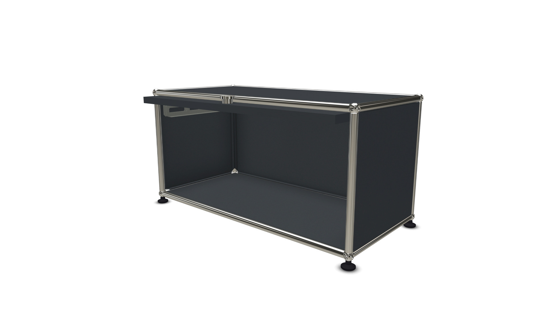 USM Haller Möbelbausystem: Detailansicht Einschubtür in Anthrazit, Ersatzteil für modulare Regale und Sideboards.