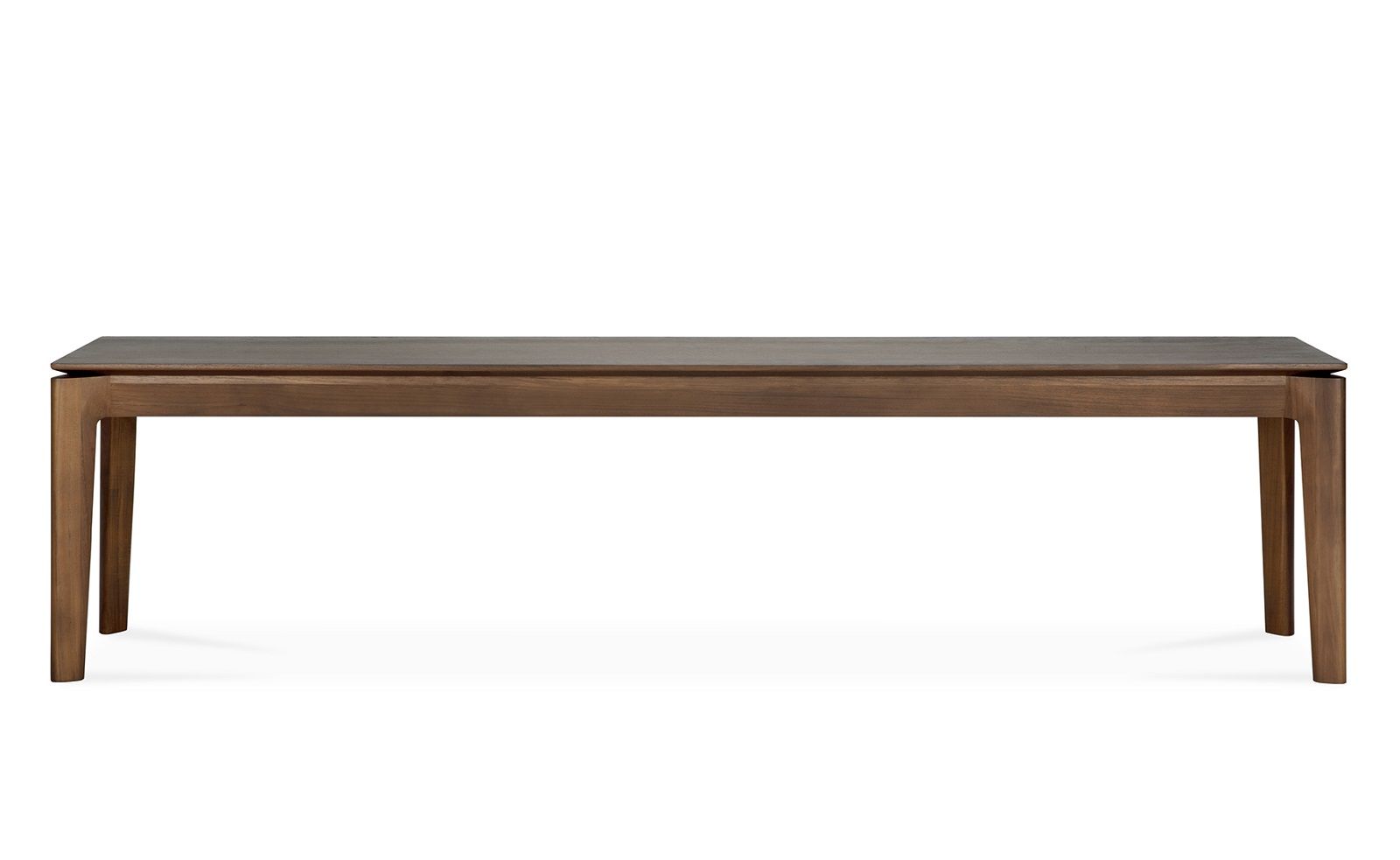 Ethnicraft Bok Bank aus Teakholz in Dunkelbraun, modernes Design für Esszimmer oder Wohnbereich.