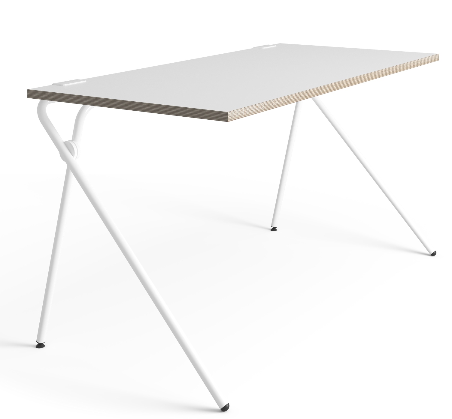 Weißer Plato Klappsekretär von Müller Möbelwerkstätten: Moderner Schreibtisch mit weißer Tischplatte und filigranem, weißem Gestell.