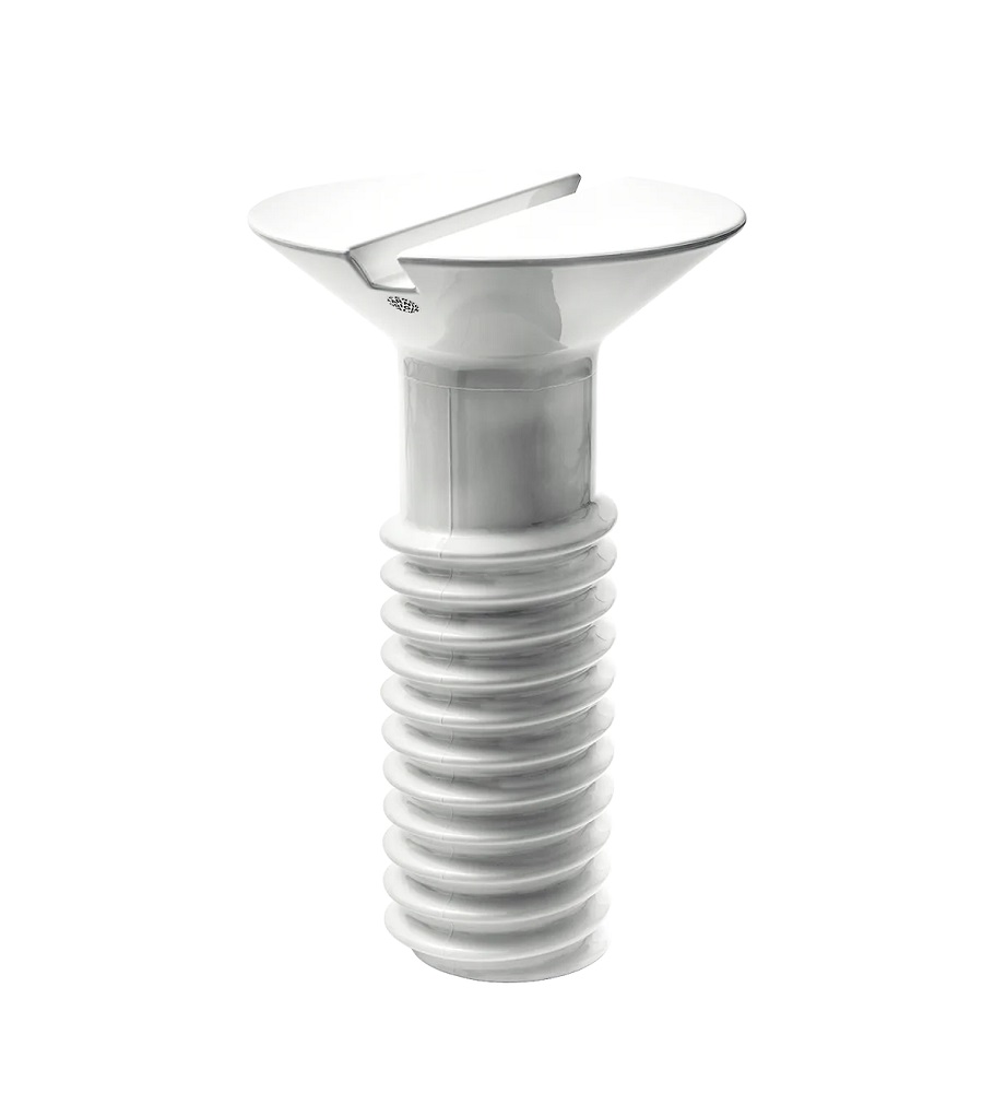 Silberner "Screw" Beistelltisch von Eero Aarnio Originals: Moderner Design Tisch in Schraubenform.