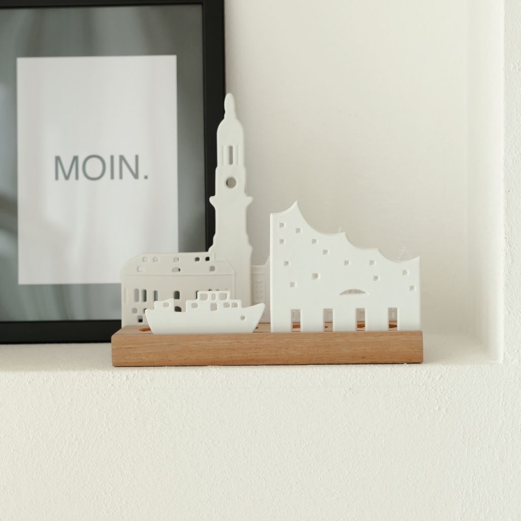 Lichtobjekt Stadtsilhouette Hamburg Räder