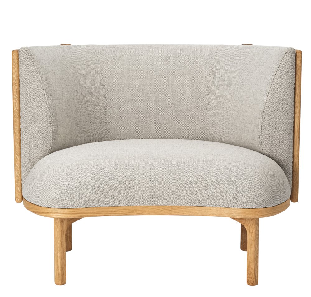 RF1904 Sideways Lounge Chair von Carl Hansen & Søn: Beiger Sessel mit Holzrahmen.