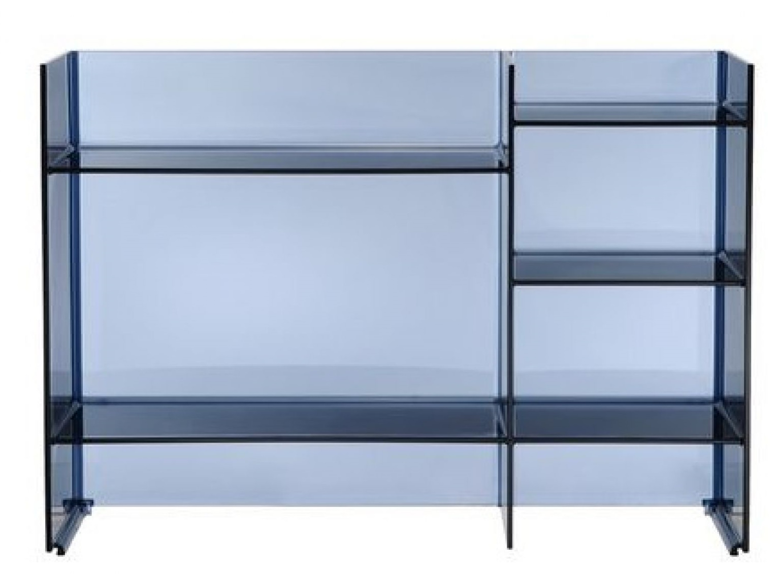 Sound-Rack Regalsystem in Dämmerungsblau, Kartell Mängelexemplar. Modernes, modulares Regal für Wohnzimmer und Büro.