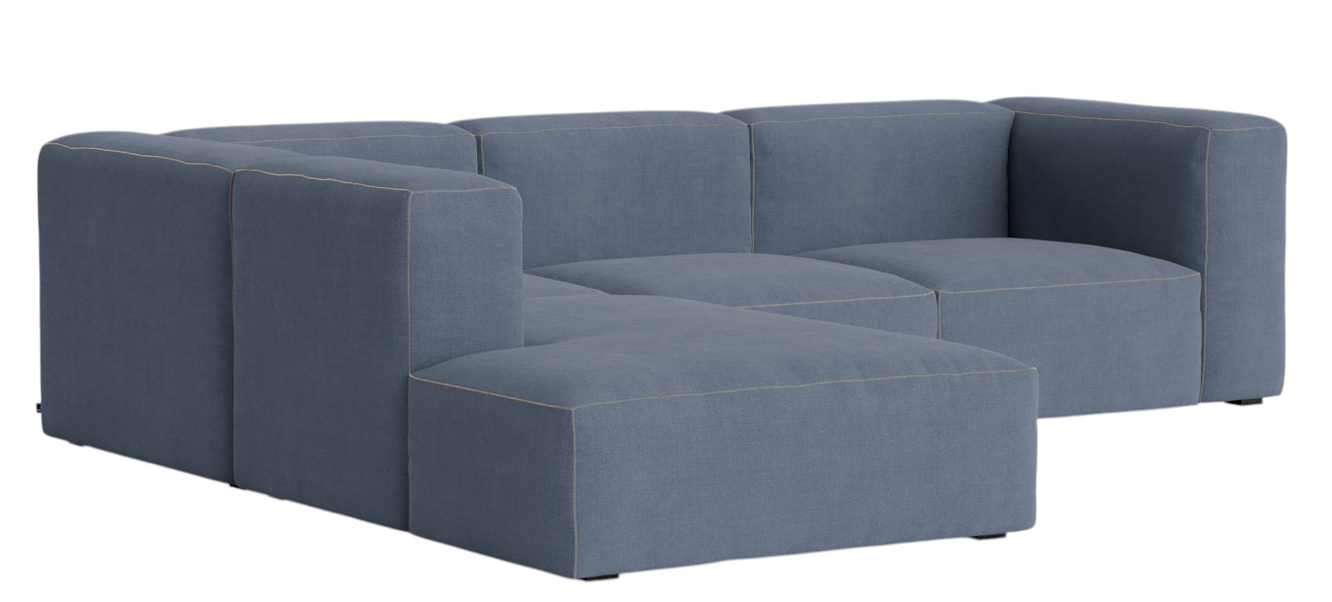 Blaues Mags Soft Sofa Eckkombination von Hay mit Armlehne links, modernes Design Sofa.