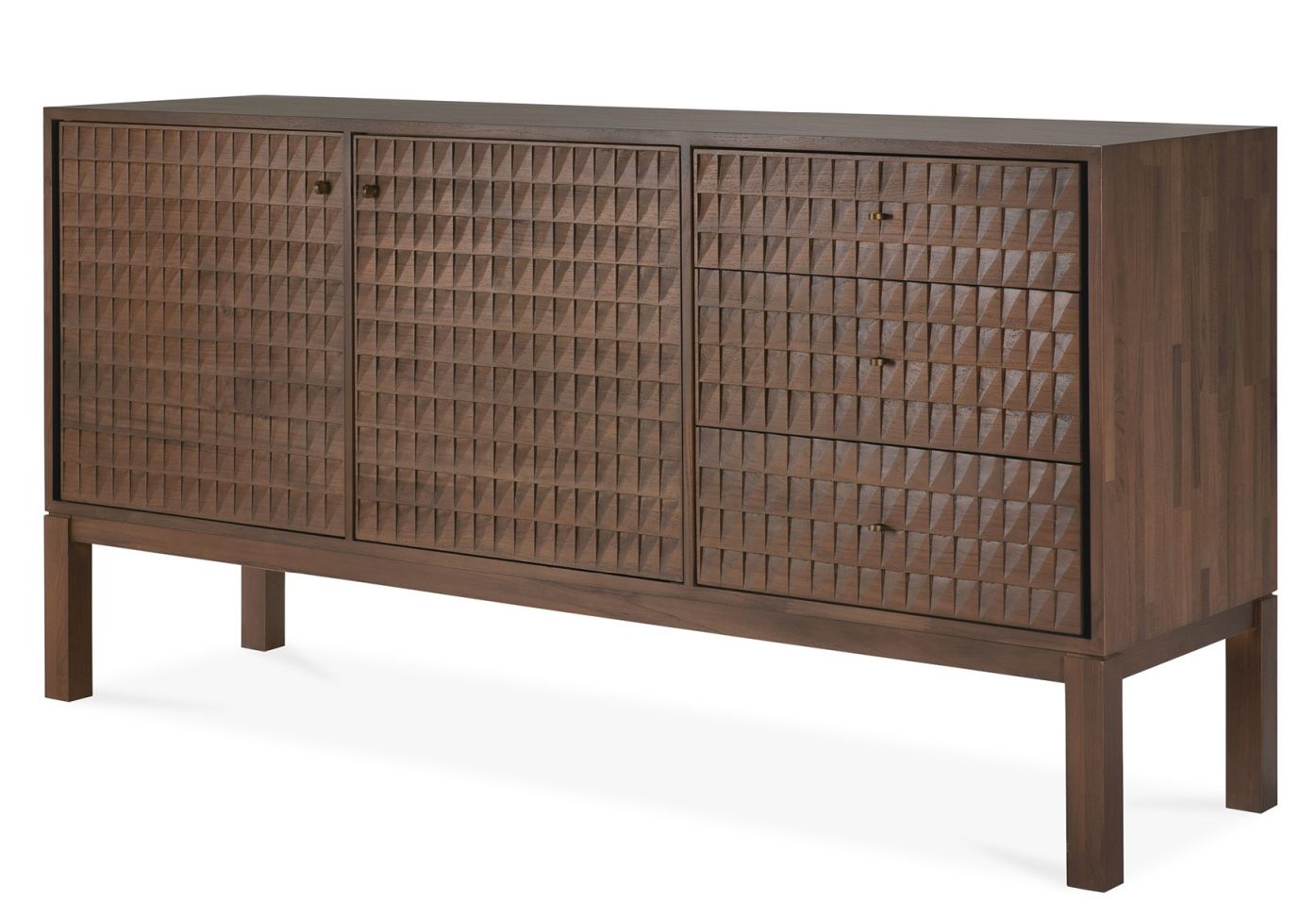 Sono Sideboard von Ethnicraft: Modernes Sideboard aus massivem Nussbaumholz mit geometrischem Muster.