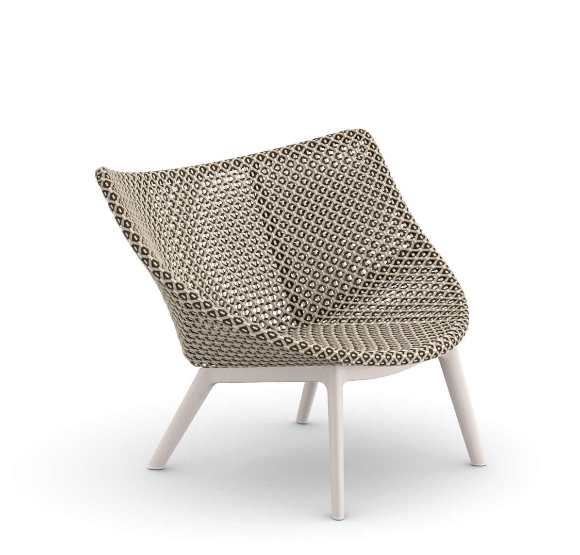 Dedon Mbrace Sessel: Beige Lounge Chair mit Sitzkissen für Garten und Terrasse.