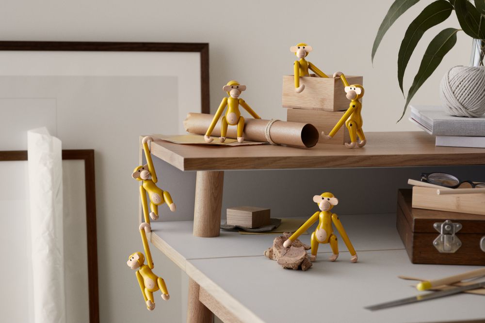 Affe Mini farbig Kay Bojesen Vintage Gelb