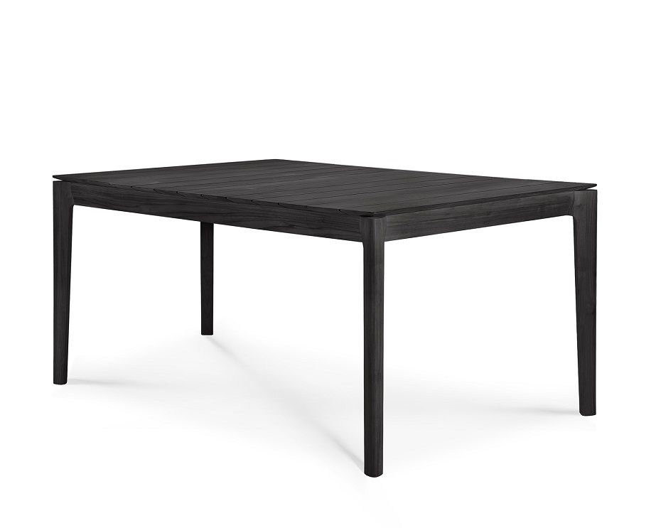 Ethnicraft Bok Esstisch für den Außenbereich, Teakholz schwarz lackiert, moderner Gartentisch.