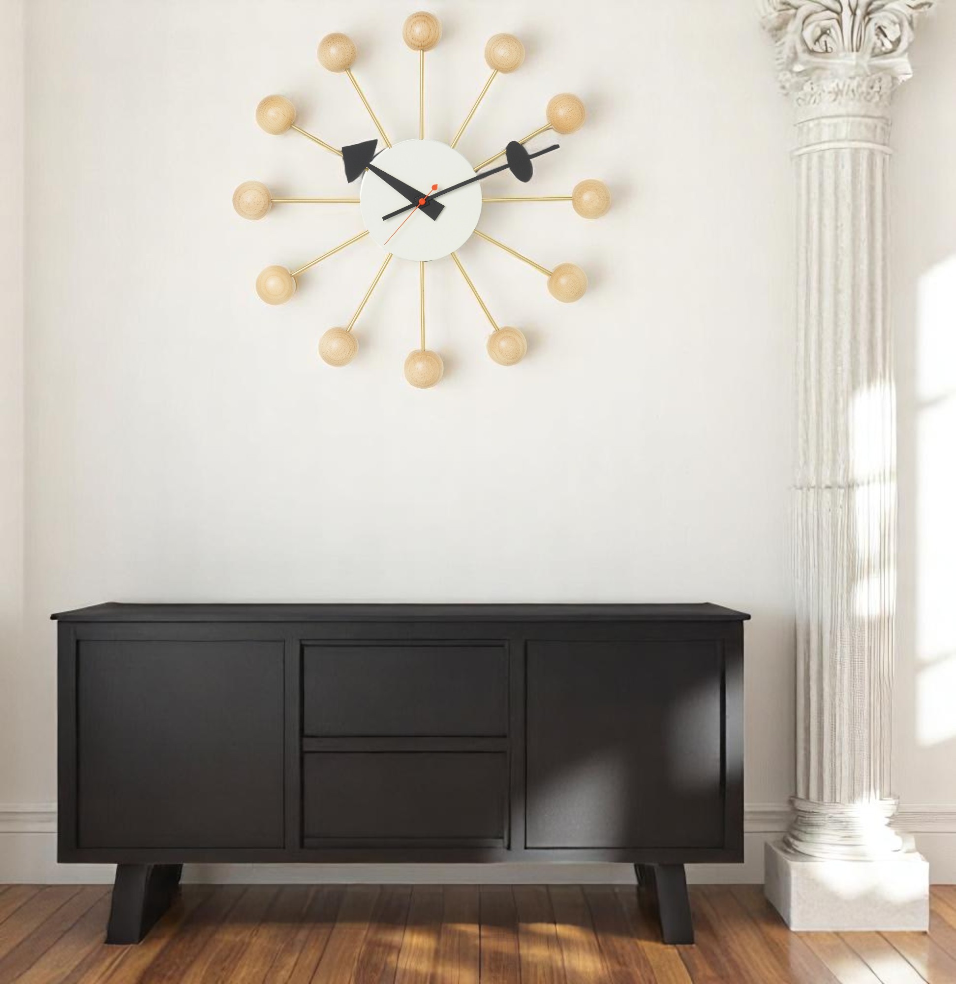 Ball Clock Wanduhr Buche natur Vitra