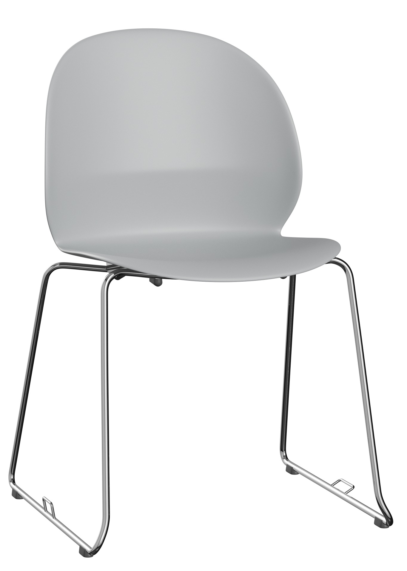 Grauer N02 Recycle Stuhl von Fritz Hansen mit verchromtem Stahlgestell, moderner Designstuhl.
