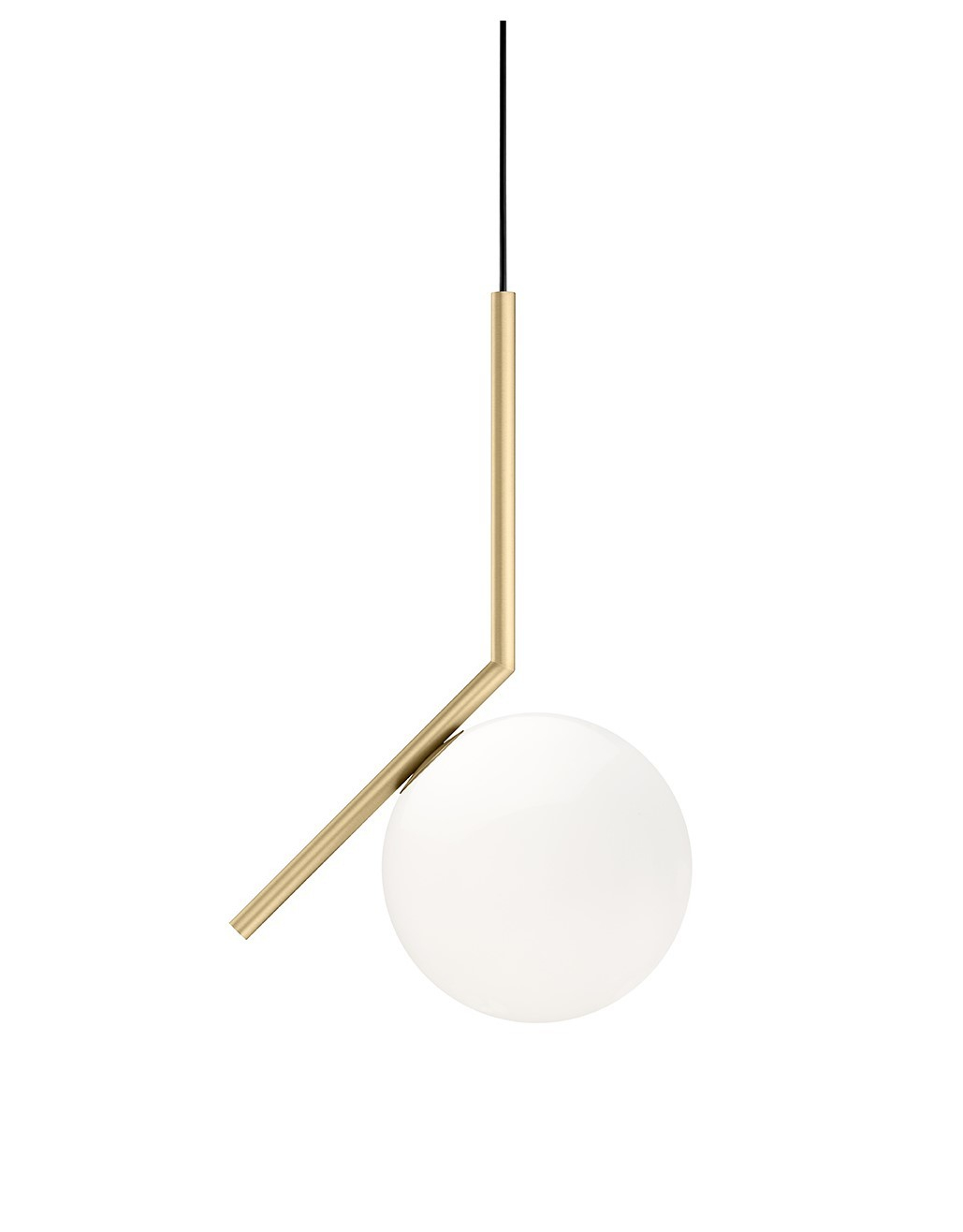 IC Lights Pendelleuchte in Messing: Moderne Hängelampe mit weißem Glasdiffusor für stilvolle Beleuchtung.