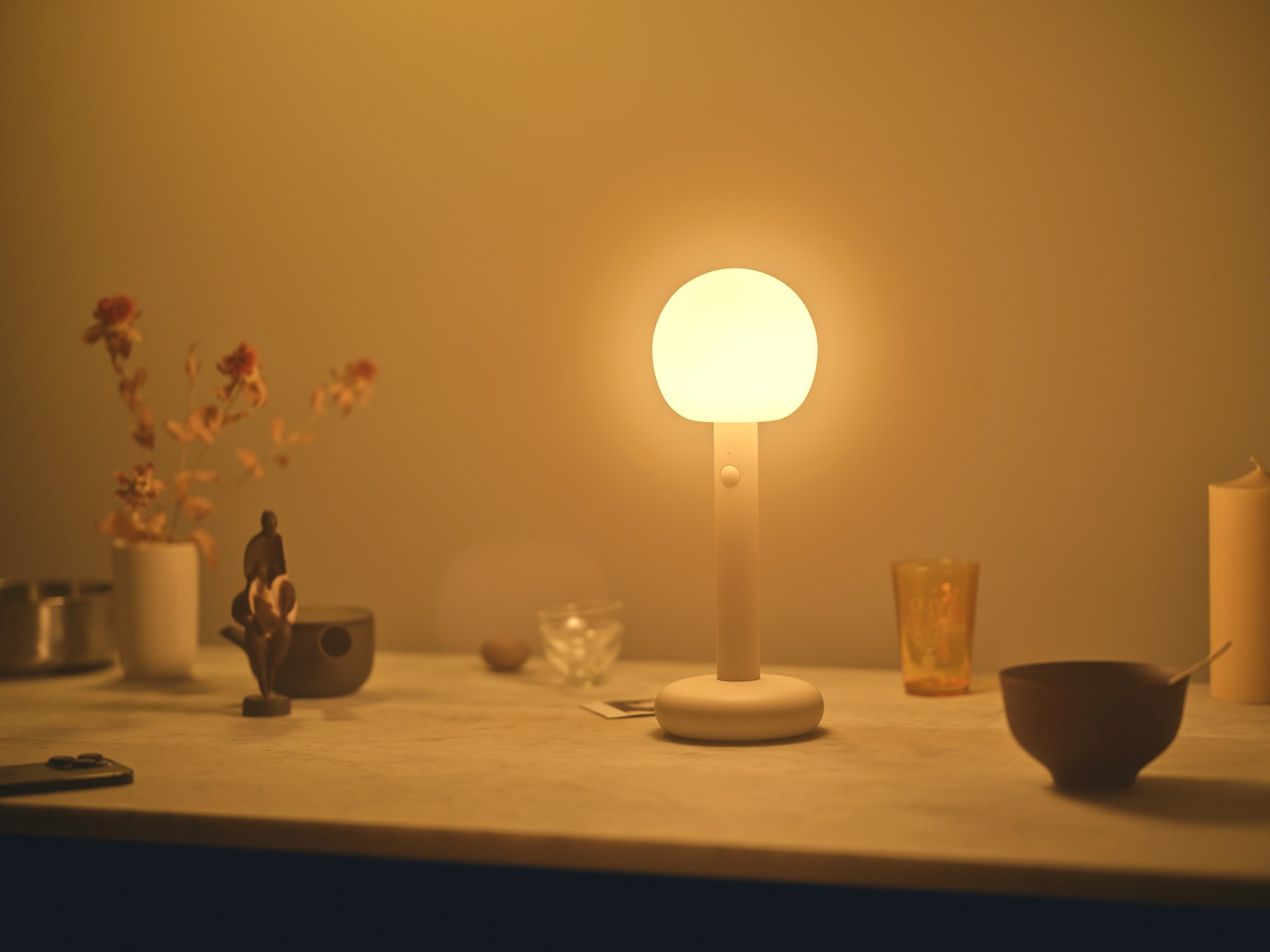 Fire Akku LED Tischleuchte Grau