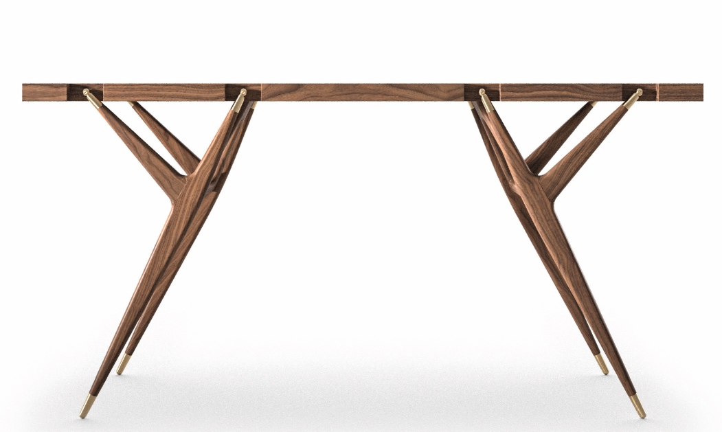 Cassina 819 PA'1947 Konsolentisch aus Nussbaumholz mit filigranem, modernem Design und Messingdetails.