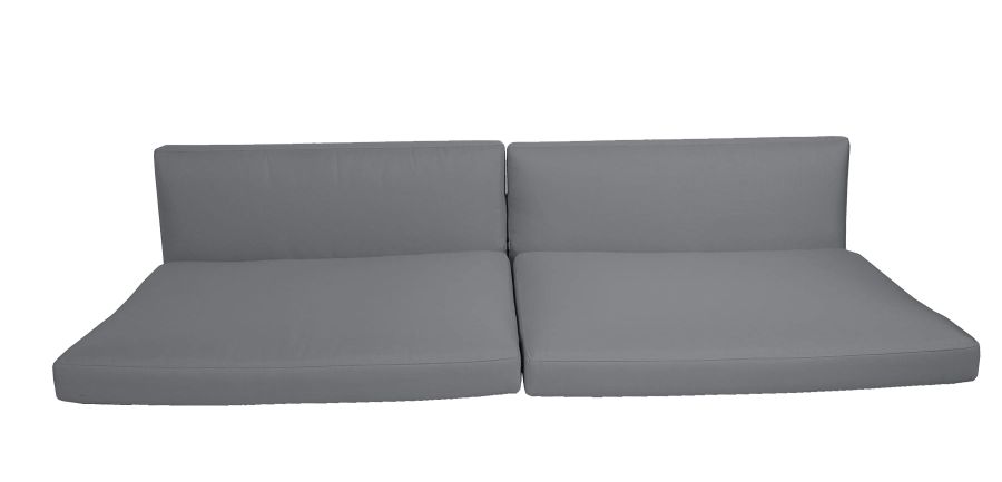 Grauer Connect Kissensatz von Cane-Line für ein 2-Sitzer Sofa, bestehend aus Sitz- und Rückenkissen.