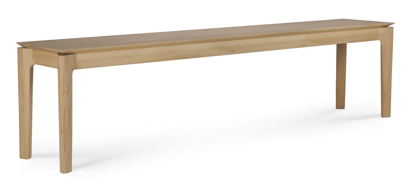 Bok Bank aus Eiche von Ethnicraft, eine lange, schlichte Sitzbank aus hellem Holz.