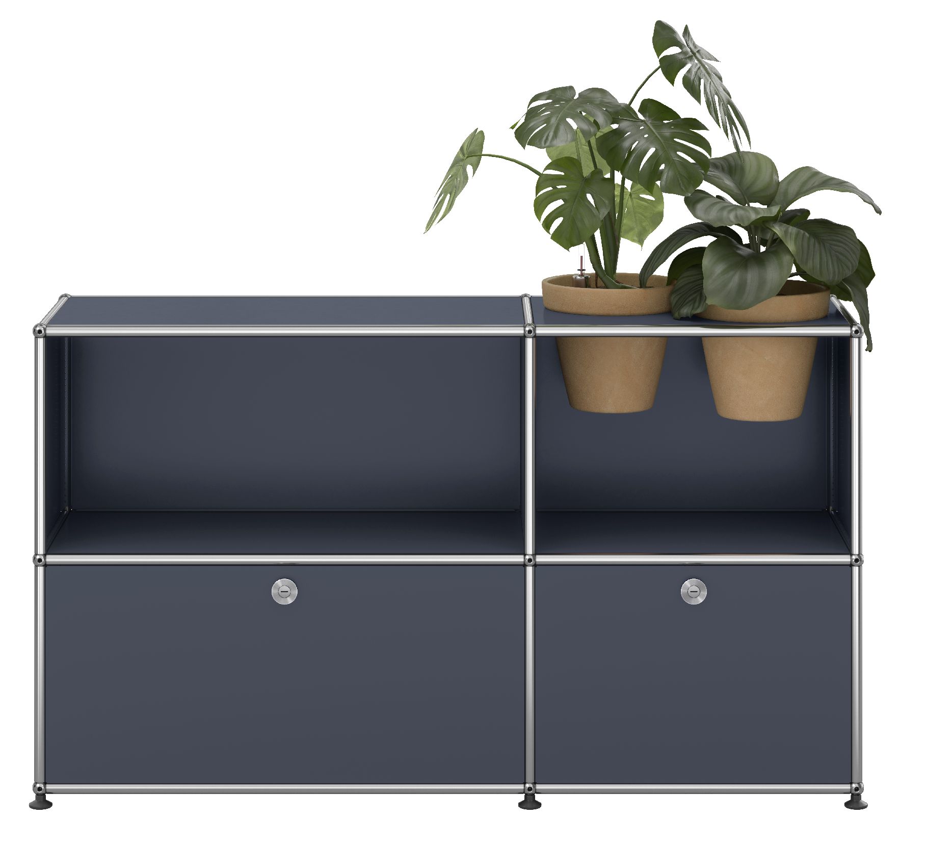 USM Haller Sideboard M57 mit Klapptüren und Pflanzeneinsatz QUICK SHIP Anthrazitgrau