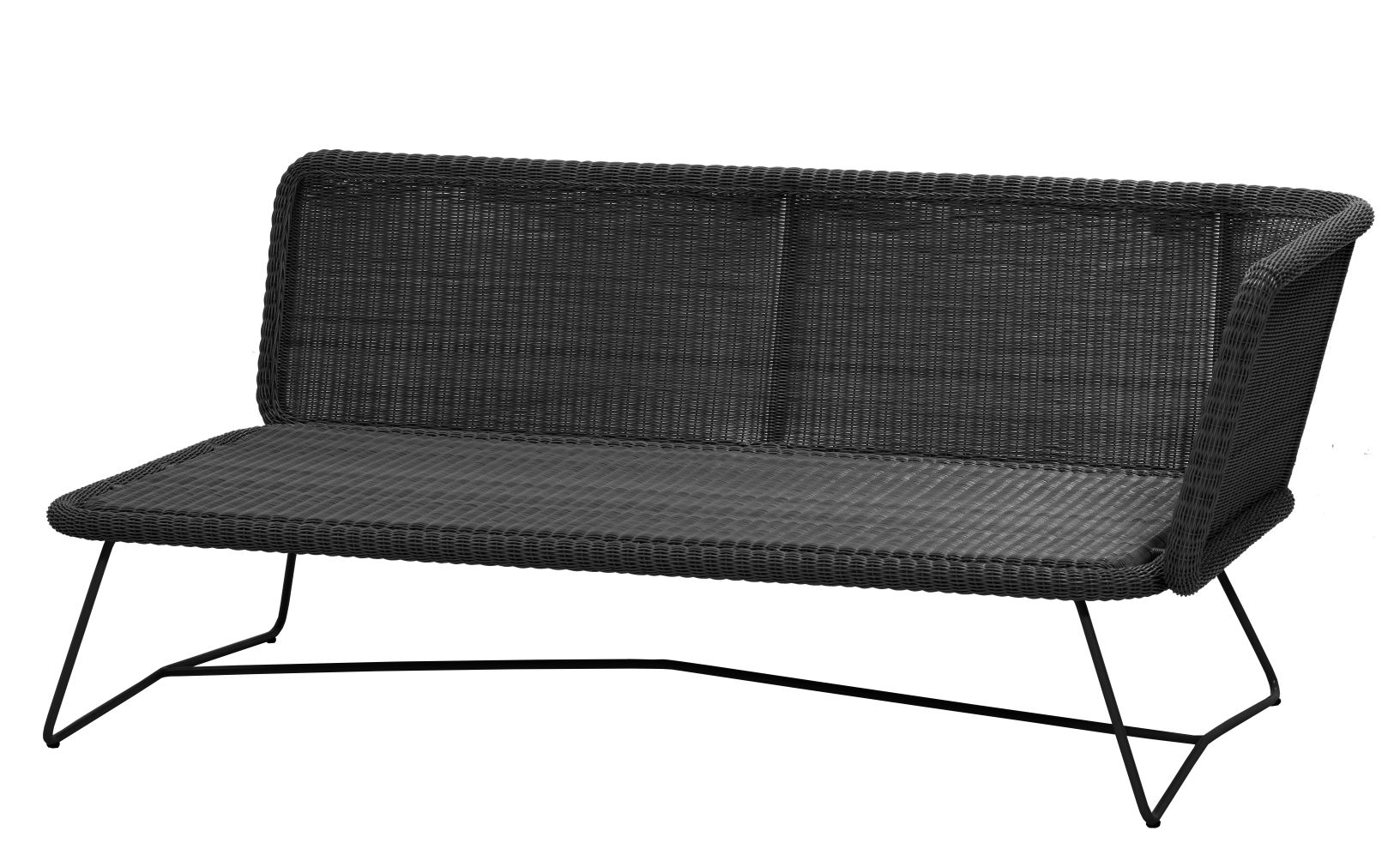 Horizon Outdoor Sofa: 2-Sitzer Modulsofa mit schwarzem Cane-Line Gestell, ohne graue Kissen. Gartenmöbel für Terrasse.