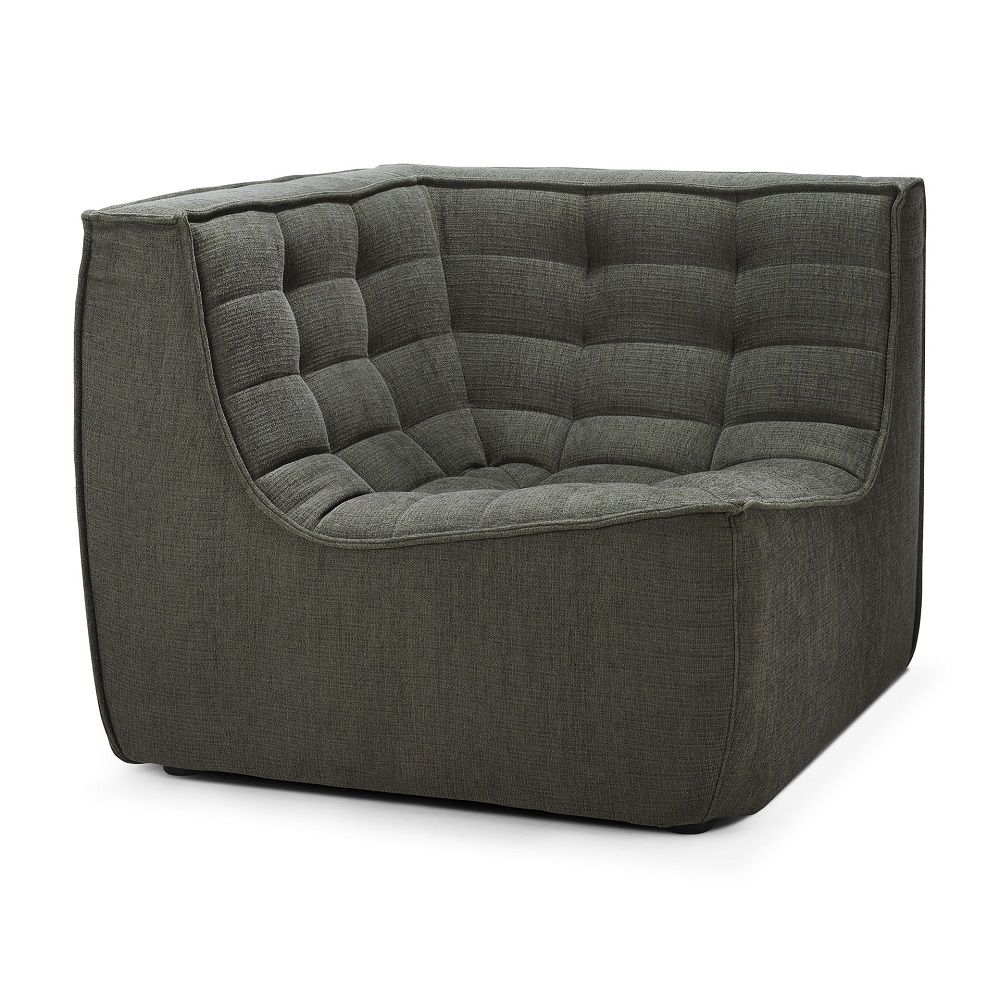 N701 Sofa Ecke in Moosgrün: Modernes Ecksofa mit Stoffbezug und bequemer Polsterung.
