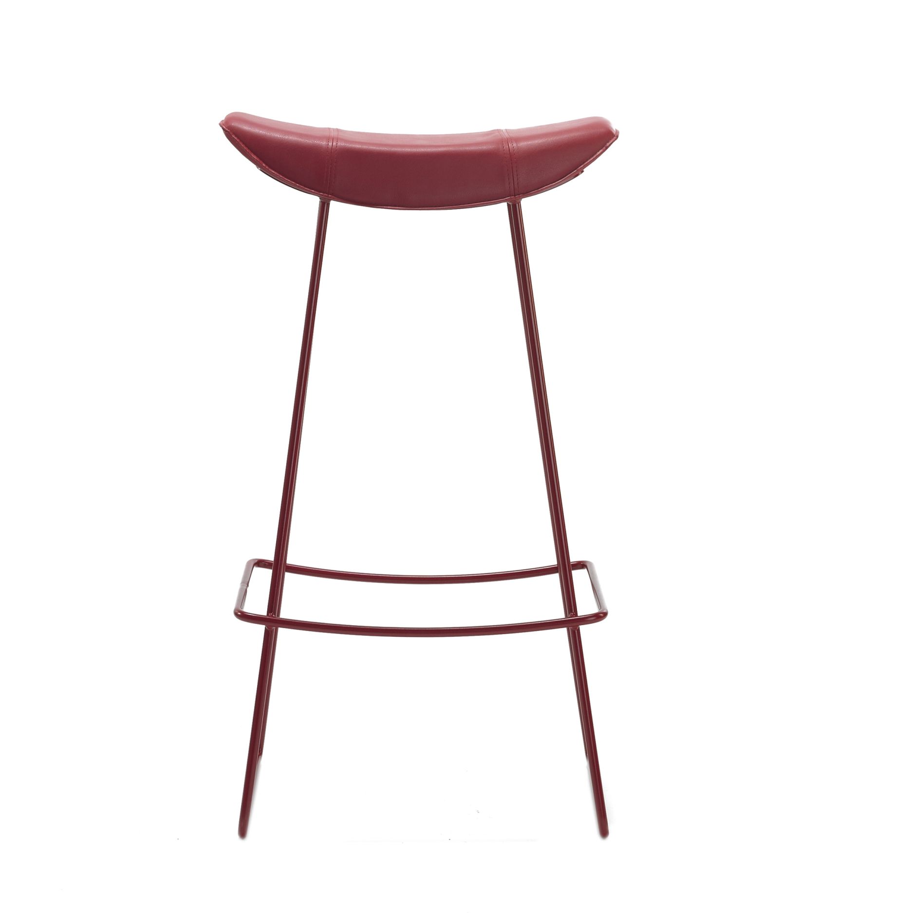 Kya Barhocker von Freifrau Manufaktur, roter Lederbezug, minimalistisches Design für Küche und Bar.