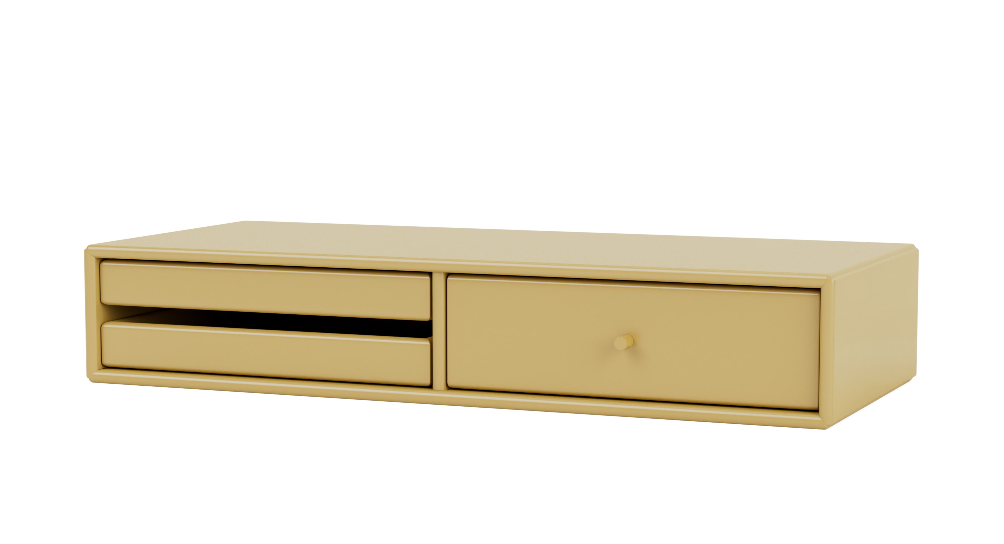 Makeup Schminktisch Cumin: Moderner Schminktisch in Senfgelb mit zwei Schubladen für Schlafzimmer oder Ankleidezimmer.