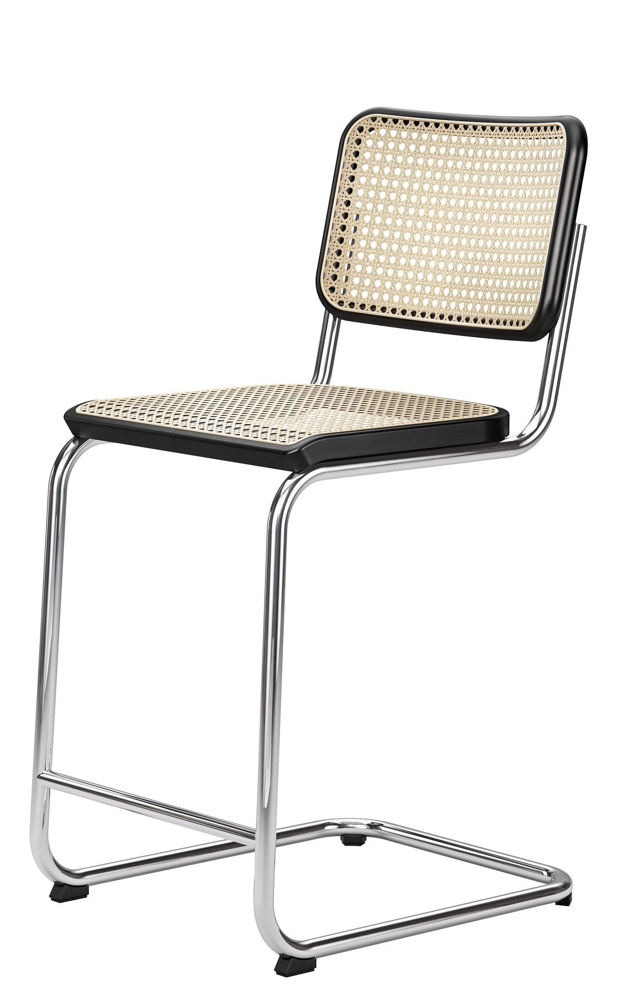 S 32 VHT Thonet Barhocker aus Stahlrohr mit Wiener Geflecht für Küche und Bar.