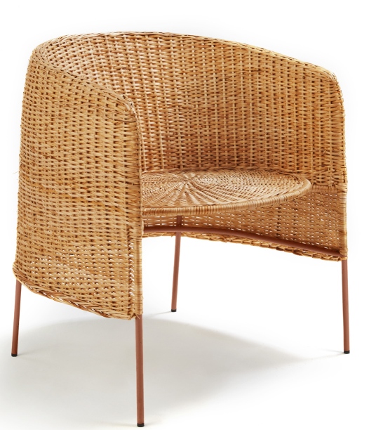 Caribe Natural Lounge Chair: Geflochtener Outdoor Sessel mit Metallbeinen für Garten und Terrasse.