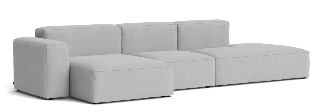 Helles Mags Soft Sofa von Hay, 3-Sitzer mit niedriger Armlehne links, modernes Wohnzimmer-Möbel.