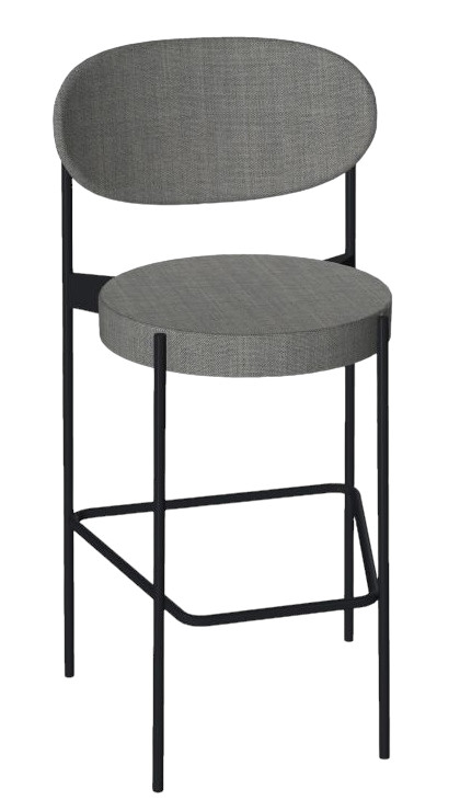 Schwarzer Barhocker Series 430 von Verpan mit grauem Stoffbezug. Moderner Hocker für Küche oder Bar.