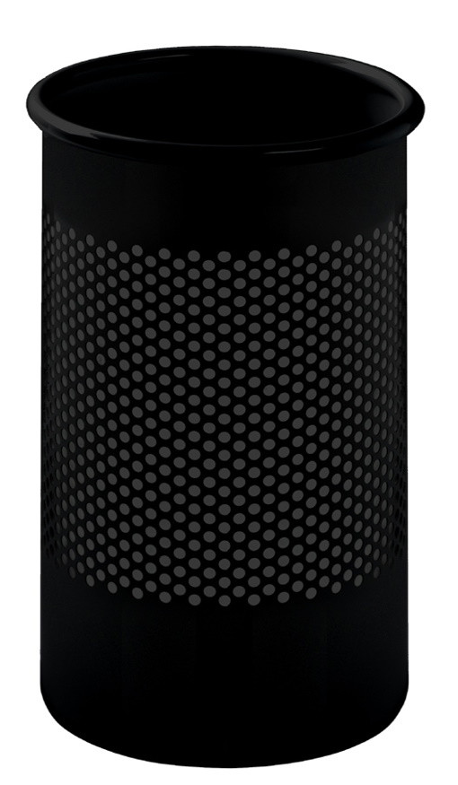Schwarzer Cribbio Schirmständer/Papierkorb mit Lochmuster, ideal für Büro oder Zuhause. Designobjekt von Rexite.