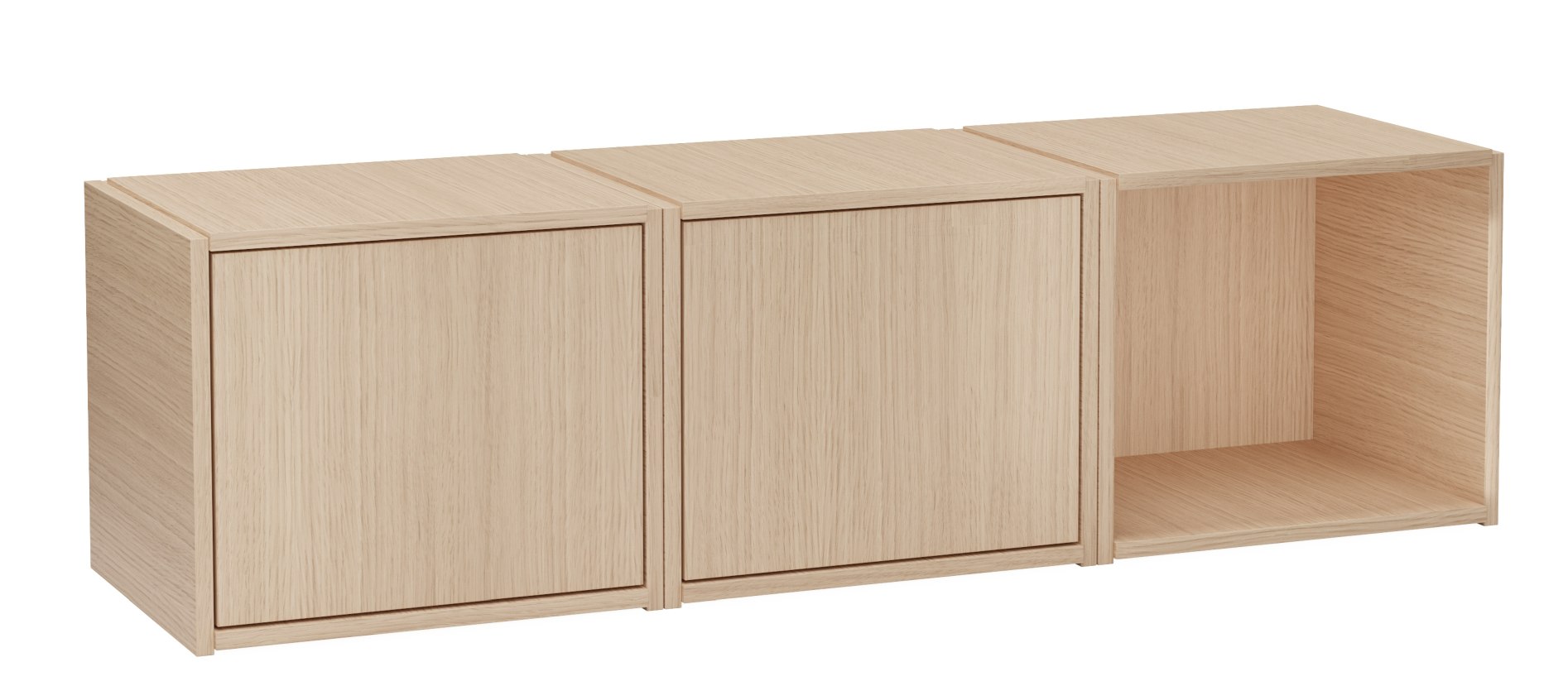 Bricks System Regal von Woud aus hellem Holz, bestehend aus drei Modulen.