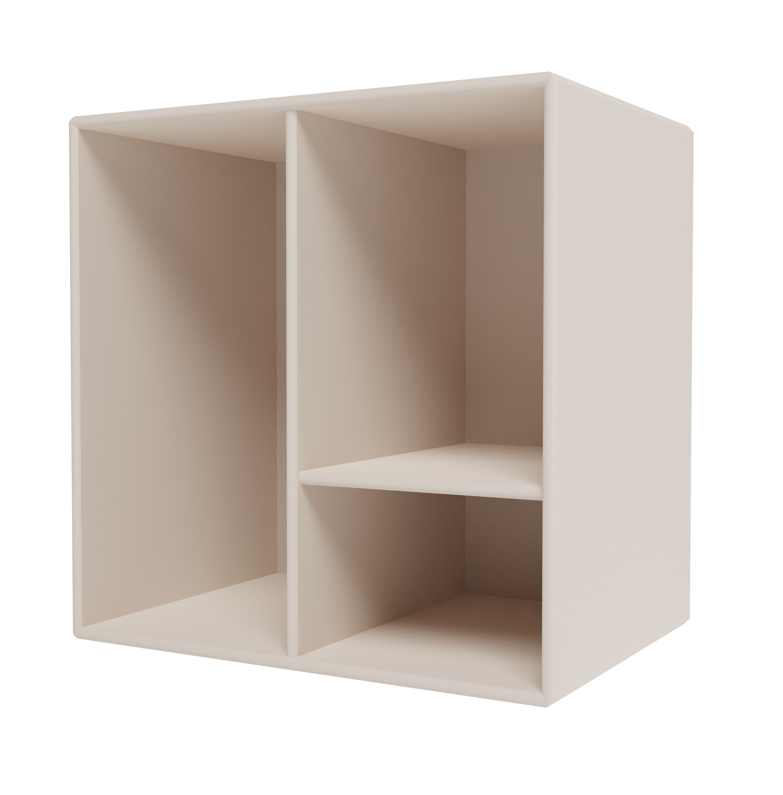 Beige Montana Mini Modul mit Regalböden, modernes Regalsystem für Wohnzimmer und Büro.