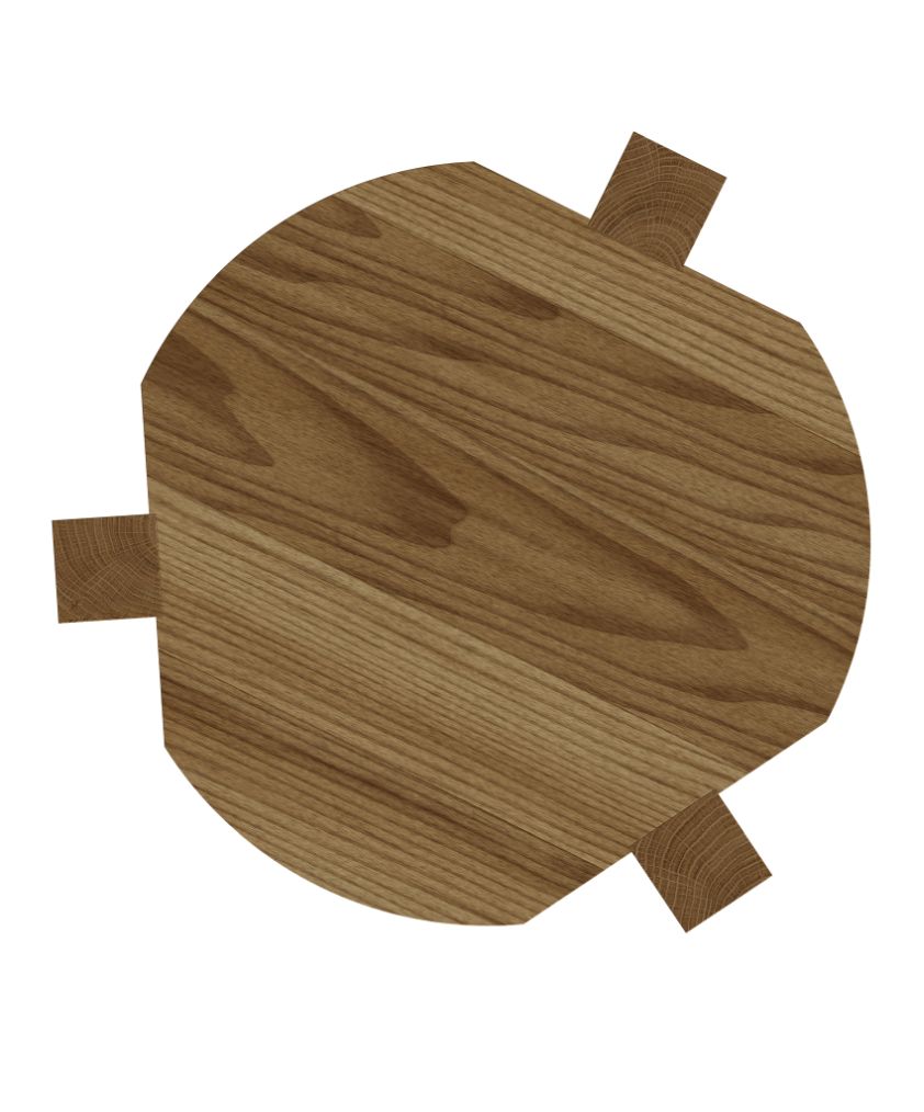 Detailaufnahme der Sitzfläche des Ayo Barhockers von New Tendency aus hellem Holz.