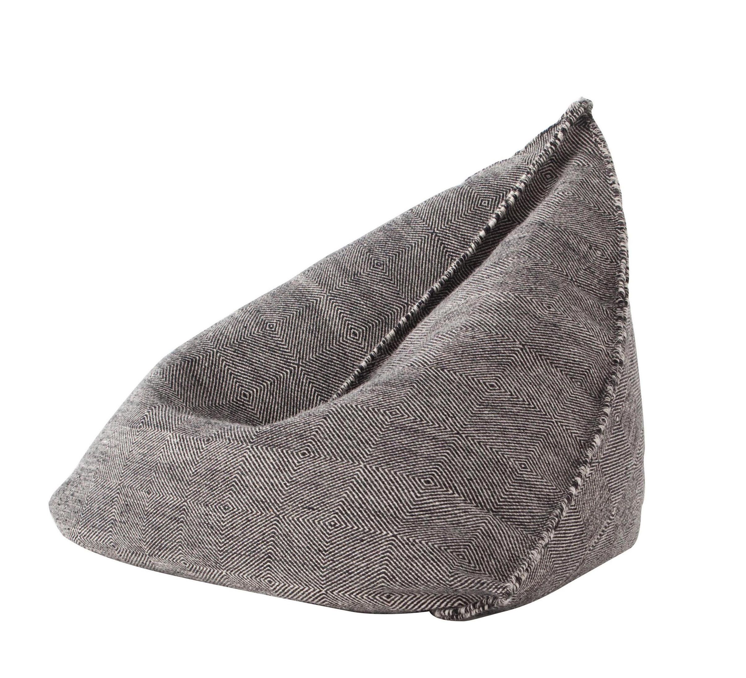 Sail Pouf Sitzsack von Gan, grauer Sitzsack mit geometrischem Muster, bequemes Bodenkissen.