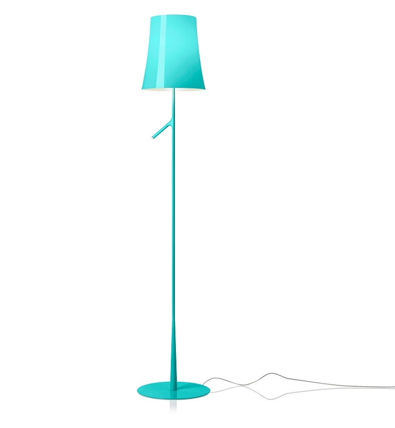 Aquamarine Birdie Stehleuchte von Foscarini: Moderne Designlampe für Wohnzimmer und Schlafzimmer.