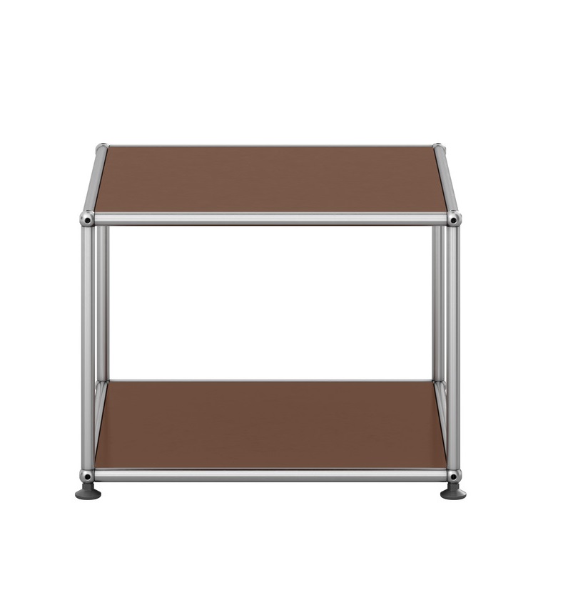 USM Haller Beistelltisch in Braun mit offenem Design, ideal als Nachttisch oder Ablage.