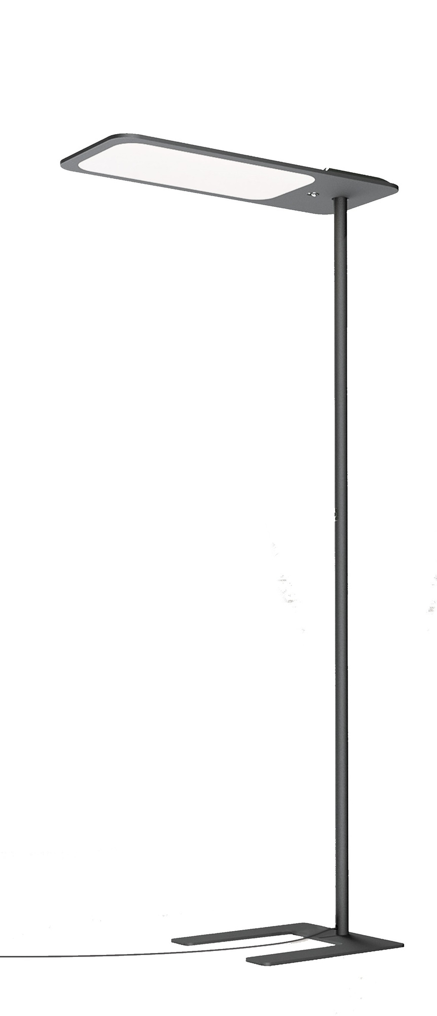 Moderne XT S One Stehleuchte in Grau mit rechteckigem Lampenkopf und minimalistischem Design.