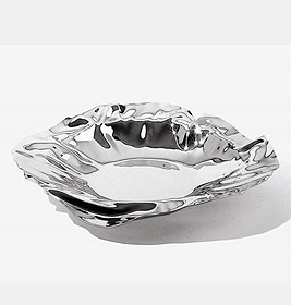 Alessi Port Korbschale: Runde, silberne Designschale für Obst, Brot oder Dekoration. Moderne Tischdekoration.