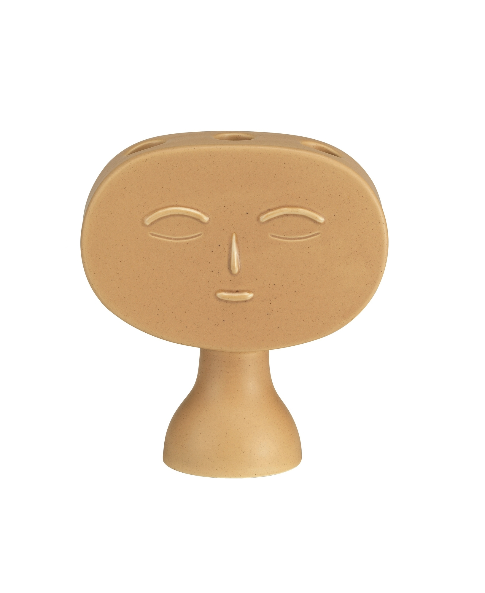 Lucia Candleholder Kerzenständer mit Gesicht, Keramik, beige, modernes Design für Kerzen und Wohnaccessoires.